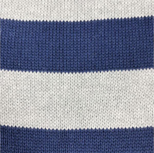 Strickstoff - Streifen - Baumwolle - hellgrau/blau